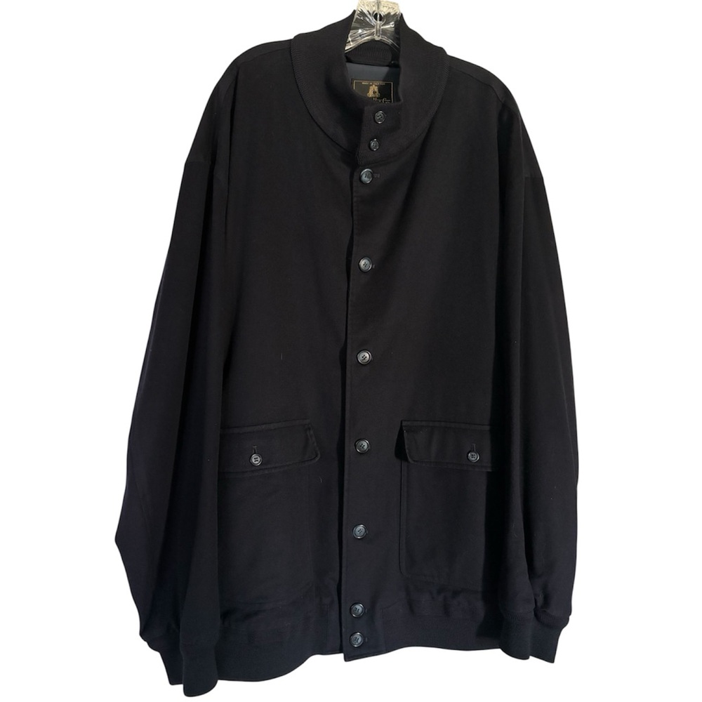 Vintage Carroll & Co Black Wool Bomber Driving Jacket RARE Sz 62 4X - 5X